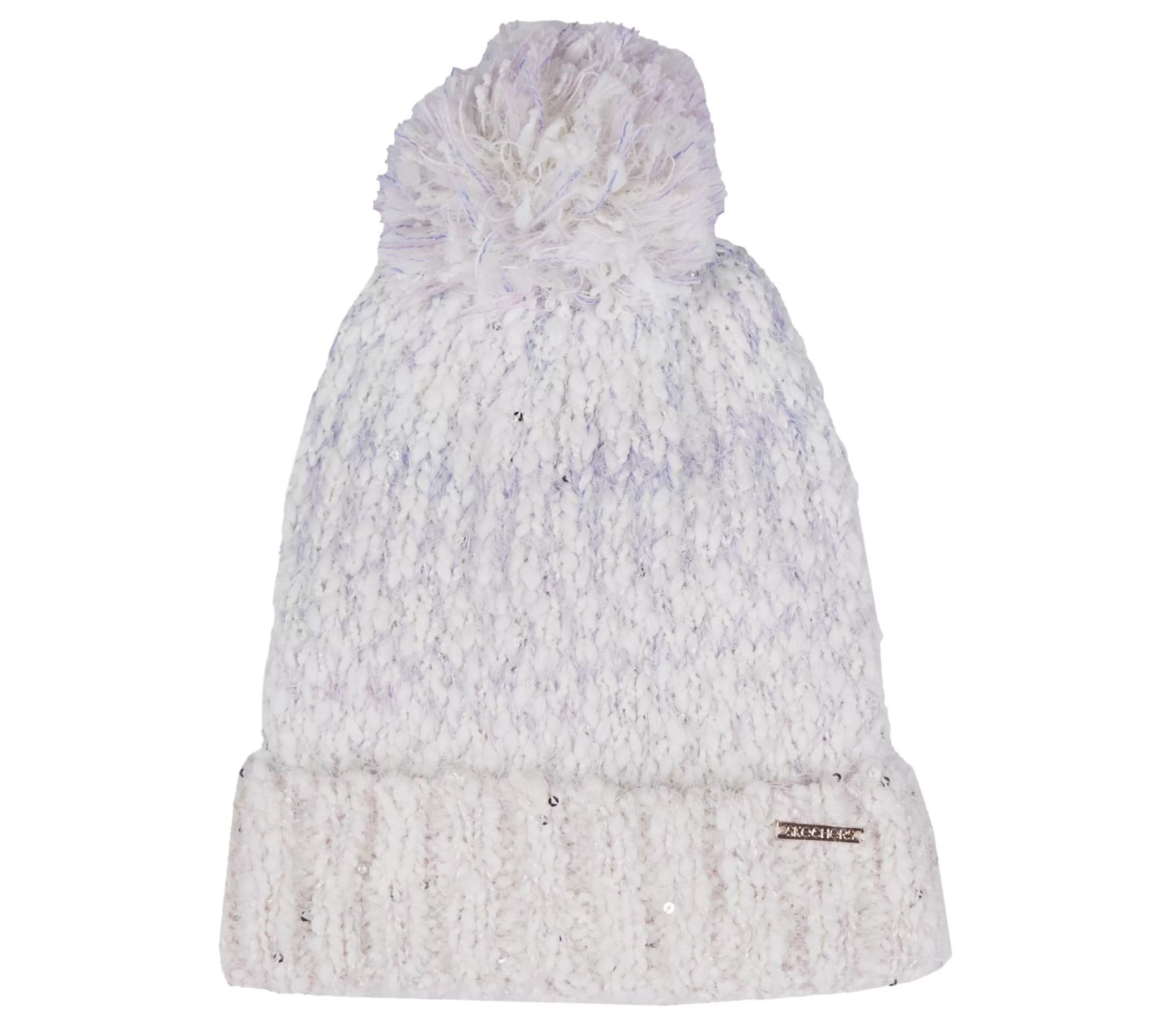 SKECHERS Slub Knit Ivory Pom-Pom Beanie* Cold Weather Gear